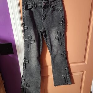 Ashley Mason Black Distressed Flare Jeans